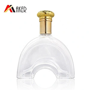 China factory 700ml special shape clear xo brandy glass wine bottle with aluminum covered cork