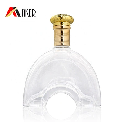 China factory 700ml special shape clear xo brandy glass wine bottle with aluminum covered cork