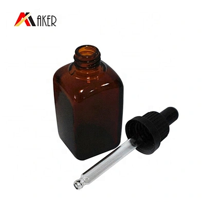 50ml High Quality Square Glass Amber Tincture Bottles with Dropper