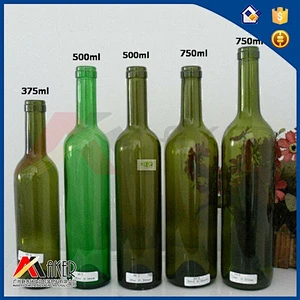 China wholesale green round shape bottle empty 500ml wine glass bottle with screw cap