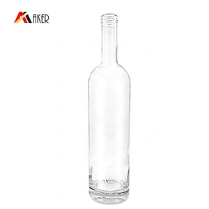 750ml empty round shape wine bottle custom luxury frosted clear glass vodka bottle manufacturers with cork