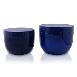 Best Price round blue 300ml 500ml cosmetic plastic jar pet shampoo jar with screw cap/lid