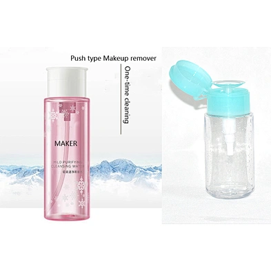 2020 New arrival factory supply push type 100ml empty clear PET plastic facial makeup remover bottle packaging