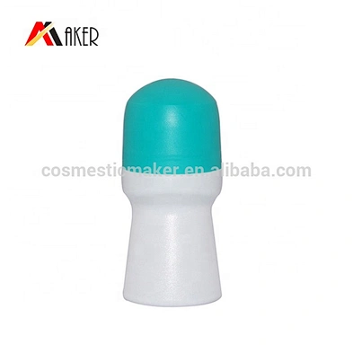 Empty wholesale 50ml white round plastic roll on deodorant bottle with roller ball