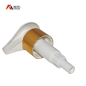 Factory supply gold aluminum covered plastic lotion pump 24/410 for cosmetic bottles