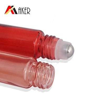 Hotsale 10ml colorful round metal stainless steel roller ball glass roll on perfume bottle with screw cap