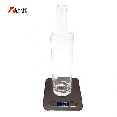 550ml 750ml clear glass round cylinder vodka glass bottle with cork stopper