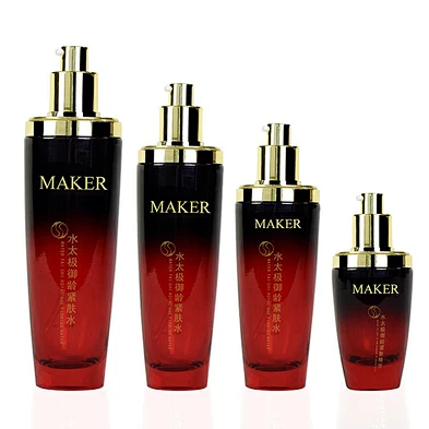 Empty Black Gradient Red 30g 50g 30ml 50ml 100ml 130ml Skincare Face Cream Lotion Glass hot-selling Cosmetics Bottle Set