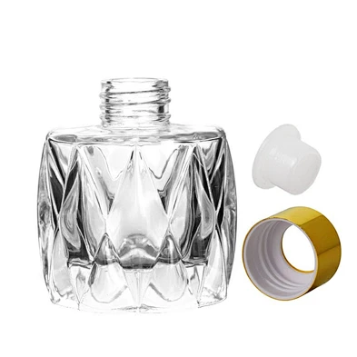 2021 New Design Transparent Aromatherapy Diffuser Glass Jar 70ml With Gold Top For Restaurant