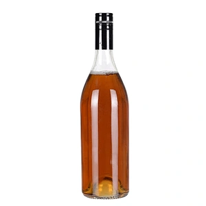 New item empty round 750ml clear vodka whisky brandy glass liquor bottle with aluminum cap