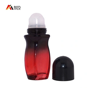 2020 Newest design wholesale price gradient red 50ml deodorant glass roll on bottle