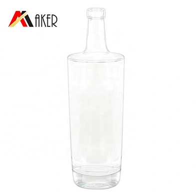 Hot sale empty clear 750ml whisky glass wine bottle vodka bottle rum bottle with gold aluminum covered polymer rubber stopper