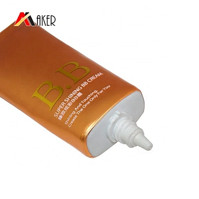 Empty 30ml luxury gold oval bb cream aluminum plastic cosmetic tube container with acrylic cap