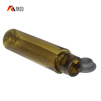 Empety10ml PETG amber snap plastic cosmetic serum bottle with rubber seal