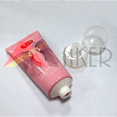 Eco-friendly 180ml pink empty plastic cosmetic tube packaging with screw lid