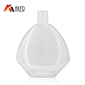 Special design empty clear 700ml XO brandy wine glass bottle with gold aluminum covered cork