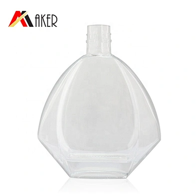 Special design empty clear 700ml XO brandy wine glass bottle with gold aluminum covered cork