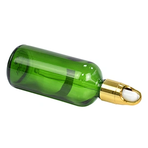wholesale personal care empty packaging 100ml skin care serum glass dropper green bottle