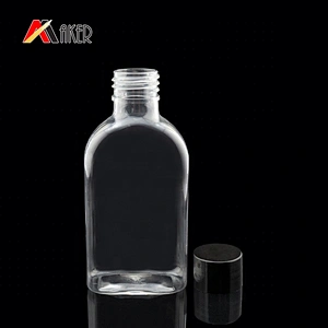 Hot sale 100ml clear PET plastic mouthwash bottle packaging with black plastic screw cap