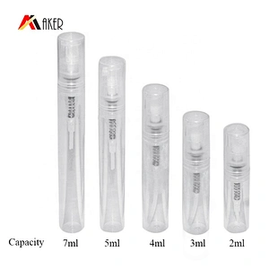 empty 2ml 3ml 4ml 5ml 7ml clear plastic Refillable Portable Tube Travel perfume mini spray bottle with mist sprayer