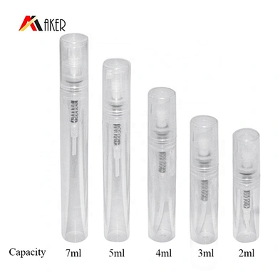 empty 2ml 3ml 4ml 5ml 7ml clear plastic Refillable Portable Tube Travel perfume mini spray bottle with mist sprayer