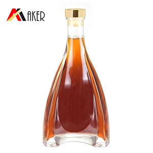 Wholesale unique shape 500ml crystal white glass wine bottle empty brandy XO bottle with rubber stopper