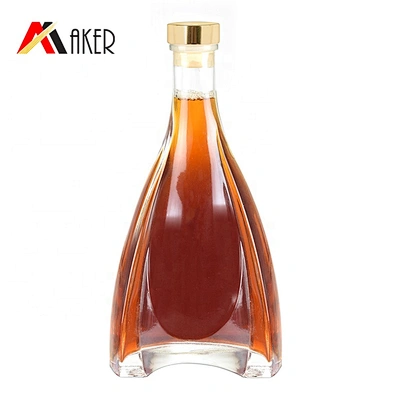 Wholesale unique shape 500ml crystal white glass wine bottle empty brandy XO bottle with rubber stopper