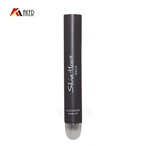 Wholesale 20g dark brown eye cream cosmetic LDPE plastic tube packaging with clear plastic screw cap