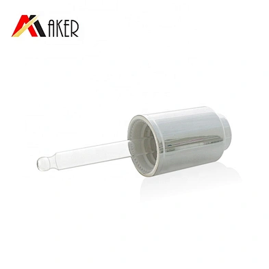 New luxury 20ml clear cosmetic glass essence bottle serum dropper bottle with silver electroplated press dropper cap