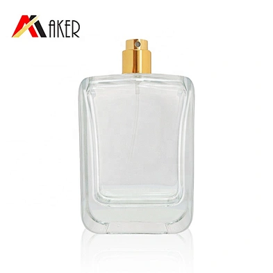 100ml empty clear square crystal glass perfume bottle with aluminum mist sprayer