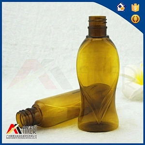 Empty semi transparent brown PET plastic 90ml travel mini shampoo bottle supplier