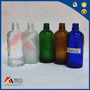 Empty colorful frosted round Cosmetic essential Oil glass bottles packaging with dropper
