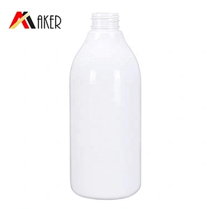 Empty white 500ml boston round PET plastic cosmetic lotion bottle with lotion pump