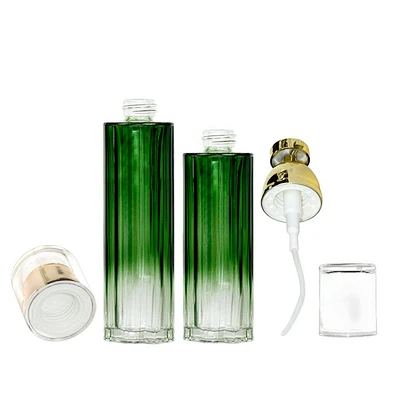 New Design Low MOQ Customize  Lotion Bottle Frosted Cosmetic Packaging Set  Body Face Glass Cream for Skin Care