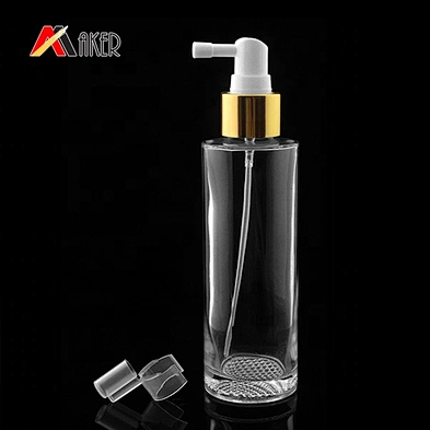 Wholesale 40ml 100ml 120ml cylinder clear glass lotion bottle with pump sprayer