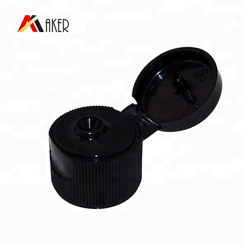 China wholesale 20/410 black plastic flip top cap with ribbed