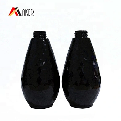 Wholesale unique shaped 500ml Black shampoo PET plastic bottle with lotion pump