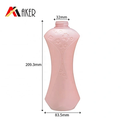 2020 New arrival factory supply pink and green 300ml 500ml HDPE plastic unique shampoo bottle with pump