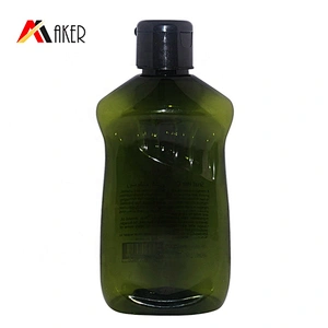 Hottest design semi transparent green empty 250ml PET plastic massage oil bottle with flip top lid