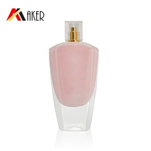 2019 New 50ml Fragrance Empty Internal Painting Pink Glass Perfume Bottle Cosmetic Packaging with Mist Sprayer
