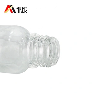 Factory supply empty round shape 50ml clear essential oil glass bottle with dropper