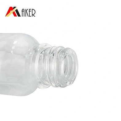 Factory supply empty round shape 50ml clear essential oil glass bottle with dropper