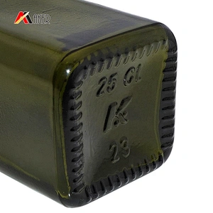 Wholesale 250ml dark green square glass olive oil bottle with aluminum screw cap and inner seal