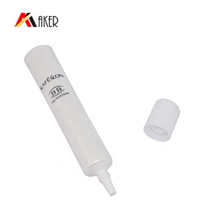 Empty small capacity white round long nozzle cosmetic eye cream plastic packaging tube