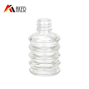 New design empty 5ml clear cosmetic glass nail polish bottle with black screw cap and brush