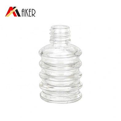 New design empty 5ml clear cosmetic glass nail polish bottle with black screw cap and brush
