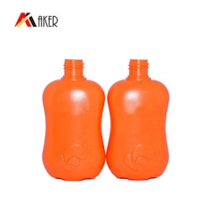 Orange color special shape 100ml PE plastic baby shampoo bath bottle wholesale