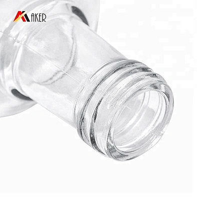 Wholesale custom clear round empty 750 ml liquor rum vodka whiskey glass bottle with aluminum cap