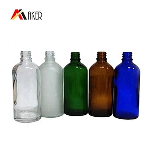 Wholesale empty round 100ml clear/green/blue/amber glass dropper bottles for essential oil