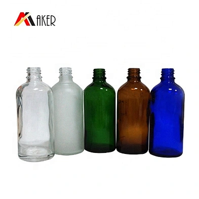 Wholesale empty round 100ml clear/green/blue/amber glass dropper bottles for essential oil